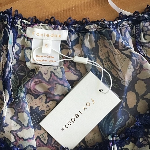 Foxiedox Floral Chiffon Off the Shoulder Blouse S - Picture 5 of 15